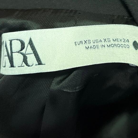 Zara Black Wool Double Breasted Long Sleeve Collar Button Blazer Coat Jacket XS - Picture 3 of 4